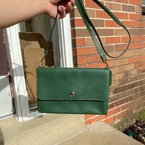 COACH Triple Pebbled Leather Crossbody In Hunter Green/gold
